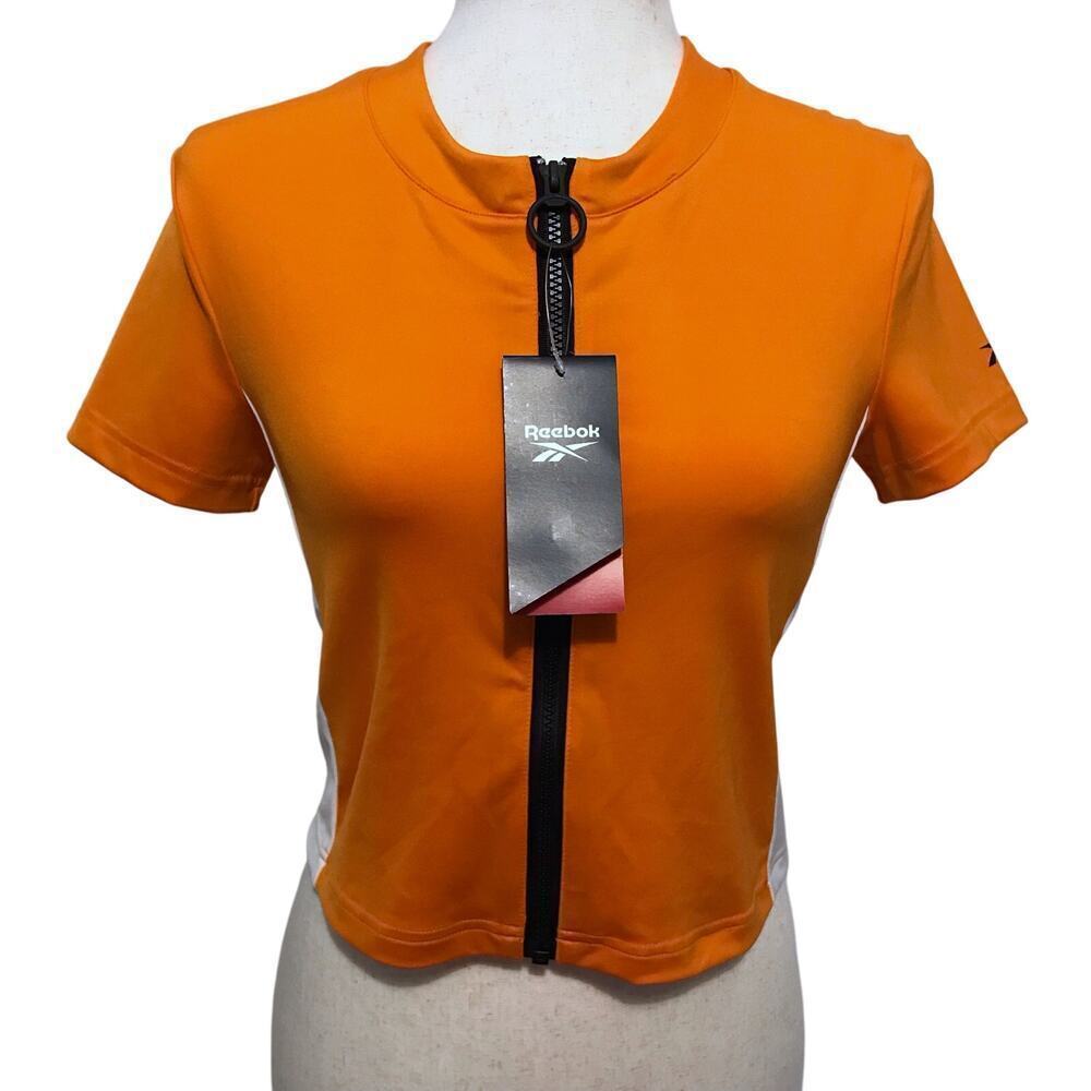 Reebok NWT Full Zip Short Sleeves Crop Top Women S